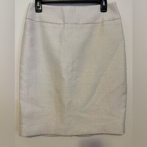 Ann Taylor Textured Cream Pencil Skirt